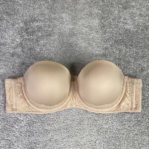 Torrid Push Up Strapless Bra 38C Beige Adjustable Back Closure Padded Underwire